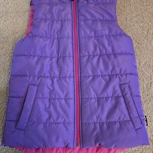 Purple Puffer Vest with Pink Lining